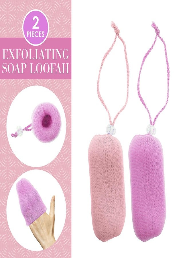 Expressions 2pc Pink Exfoliating Soap Loofah - Soft & Gentle Body Scrubber Value Pack - Image 2