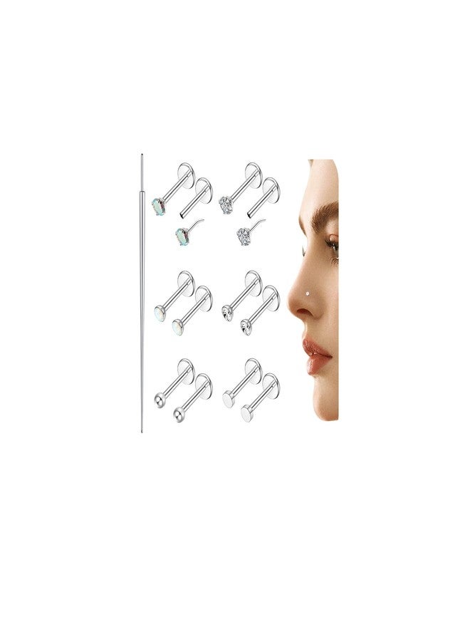 أقراط مسطحة الظهر بمقاسات 20G/18G/16G - أقراط مضادة للحساسية للنساء - مجوهرات ثقب غضروف الأذن والشفة من الفولاذ الجراحي المقاوم للصدأ 316L - أقراط أنف بدون خيط للنساء والرجال 2 مم، 18G (1.0 مم) - Image 1
