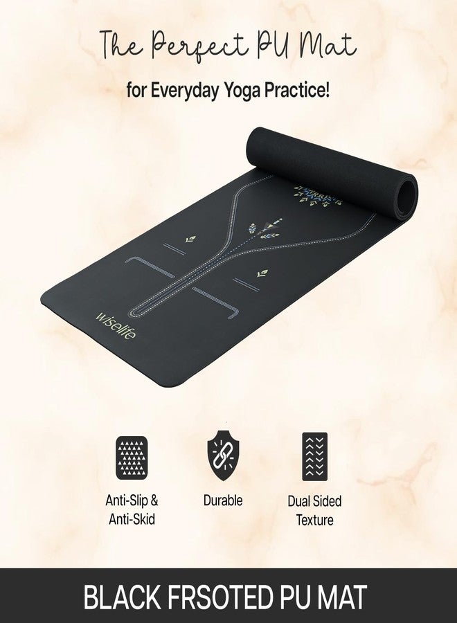 WiseLife Alignment PU Rubber Professional Yoga Mat Carry Strap Extra Thick Extra Long Exercise floor mat for Gym, Workout,Fitness, Yoga and Pilates PURE PU Leather & Natural Rubber (Black 5mm) - Image 5