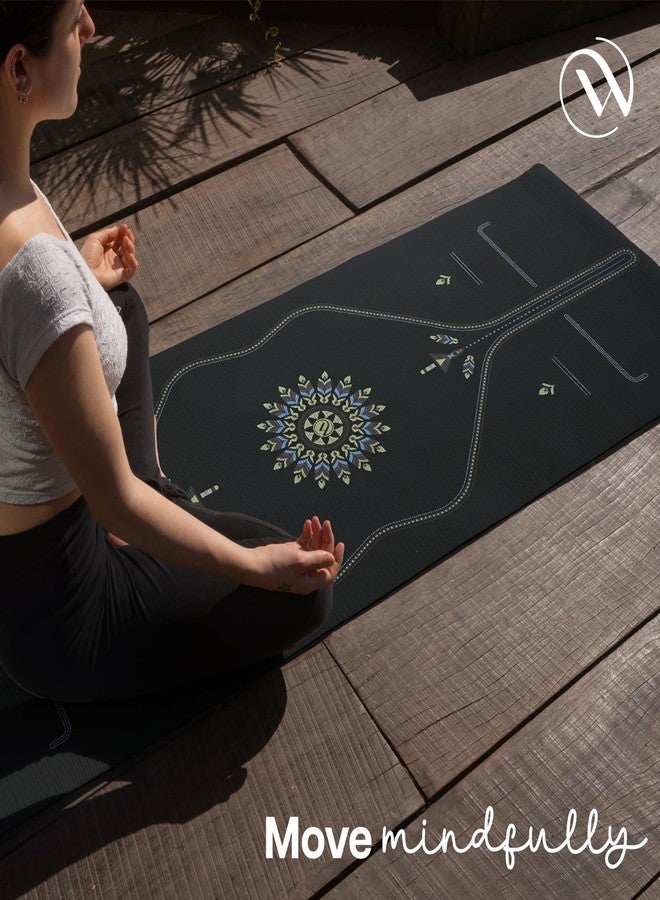 WiseLife Alignment PU Rubber Professional Yoga Mat Carry Strap Extra Thick Extra Long Exercise floor mat for Gym, Workout,Fitness, Yoga and Pilates PURE PU Leather & Natural Rubber (Black 5mm) - Image 4