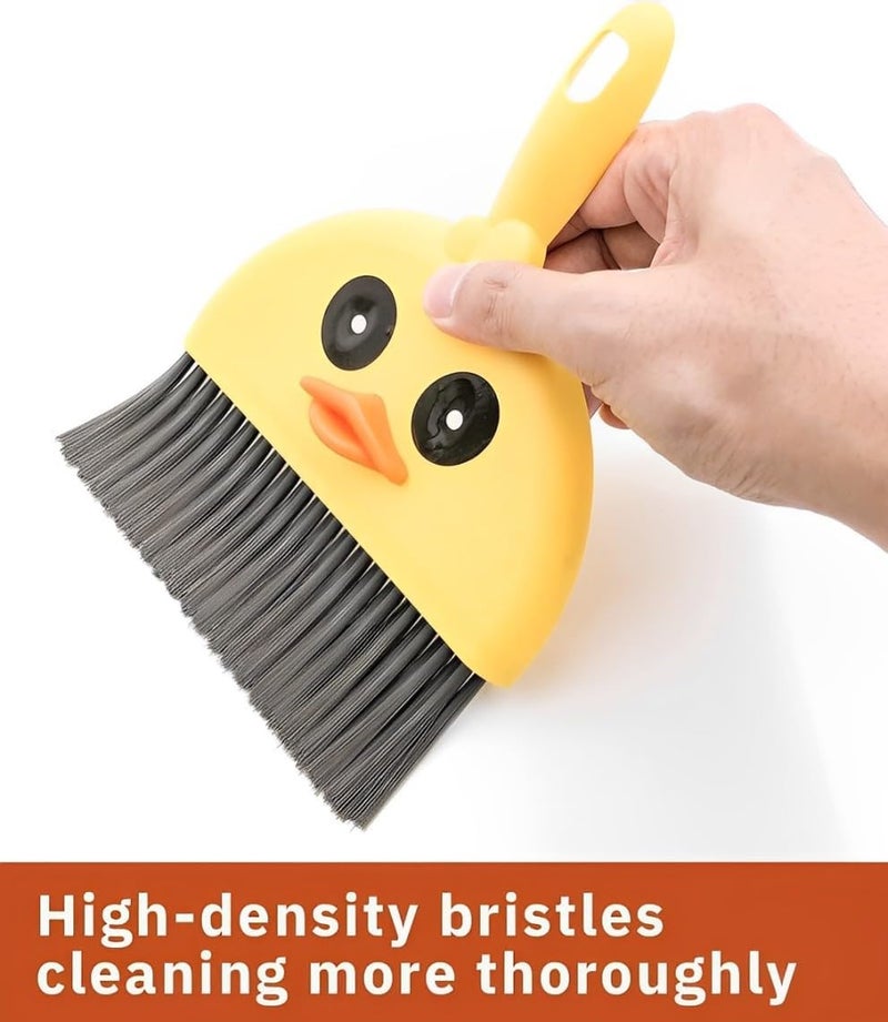 SpiderJuice 1Pc Plastic Cute Yellow Small Broom and Dustpan Mini Broom and Dustdusts Cleaner Desk Waste Cleaning Tools Sweeping Brush Hand Broom and Brush Whisk Broom Preschool Toys & Pretend Play - Image 2