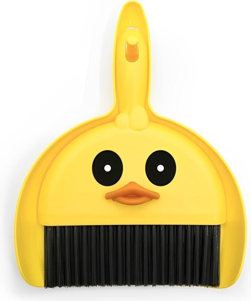SpiderJuice 1Pc Plastic Cute Yellow Small Broom and Dustpan Mini Broom and Dustdusts Cleaner Desk Waste Cleaning Tools Sweeping Brush Hand Broom and Brush Whisk Broom Preschool Toys & Pretend Play - Image 1