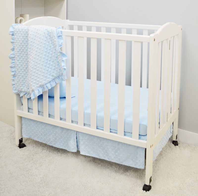 American Baby Company American Baby Company Heavenly Soft Minky Dot 3Piece MiniPortable Crib Bedding Set Blue for Boys and Girls 