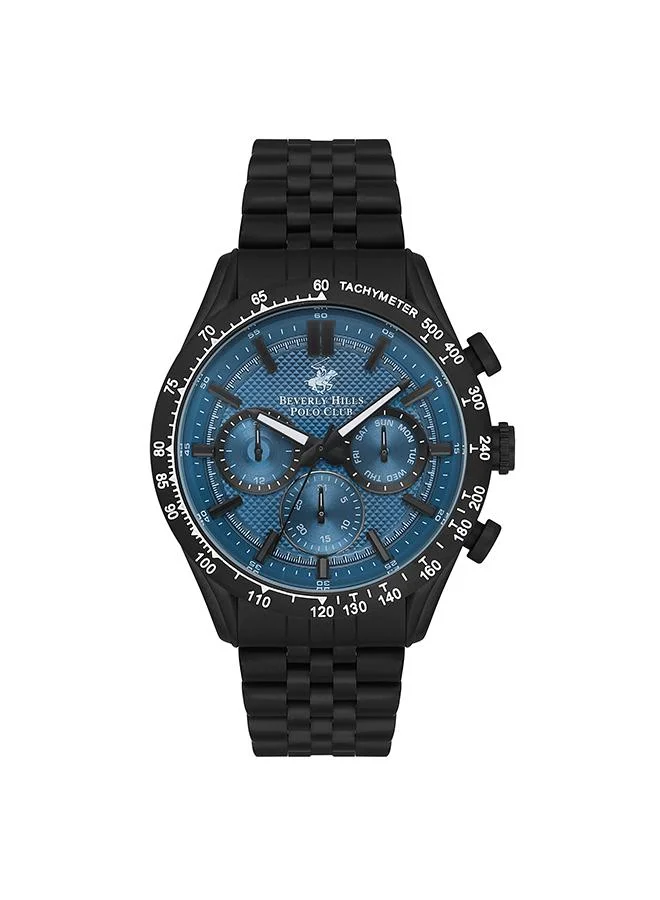 بيفرلي هيلز بولو كلوب Beverly Hills Polo Club Men's VX9J Movement Watch, Multi Function Display and Metal Strap - BP3316X.690, Black