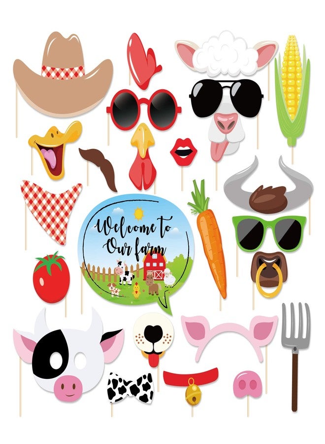 CC HOME Farm Animal Photo Booth Props,Farm Animal Wedding Bridal Shower Birthday Party Supplies Baby Shower Decorations 25CT - Image 2