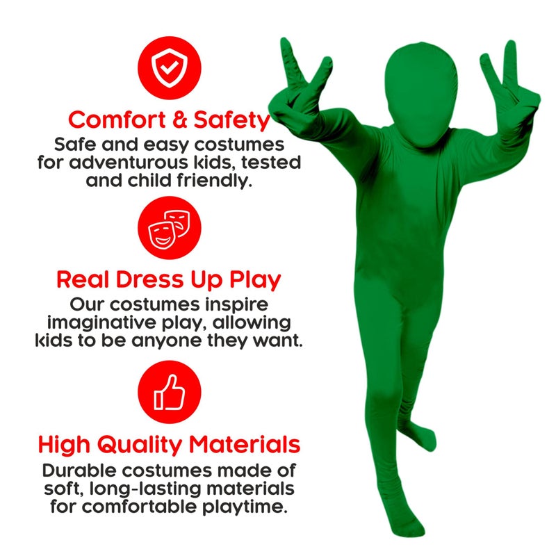 Morphsuits بدلة مورف سوت خضراء للأطفال، بدلة جسم خضراء، بدلة خضراء للأطفال، بدلة شاشة خضراء للأطفال، صغيرة - Image 3