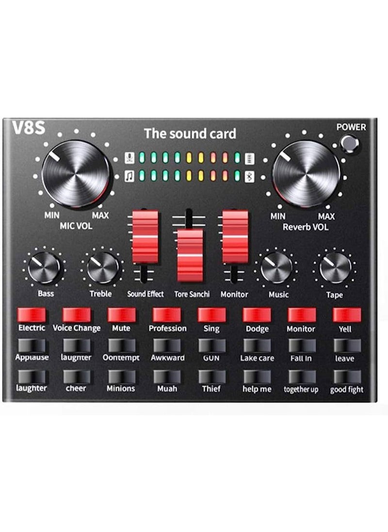 V8s Professional Condenser Microphone With V8S Live Sound Card And Studio Recording Broadcasting Set Black/Gold  - Image 3
