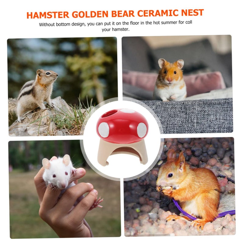 Red Mushroom Nest Hamster Bath Hideout Small Pet Cage Hut - Image 4
