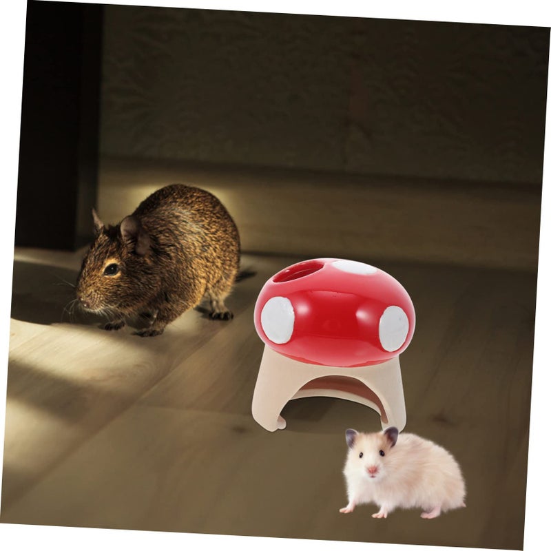 Red Mushroom Nest Hamster Bath Hideout Small Pet Cage Hut - Image 3