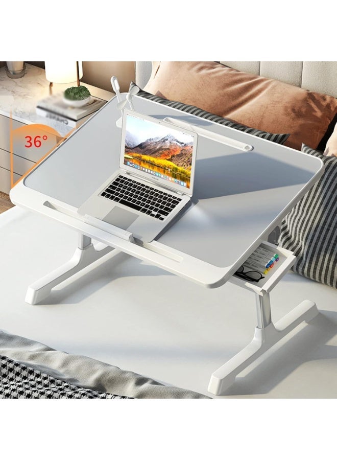 UBEdge Foldable Adjustable Laptop Bed Table Desk – Portable Laptop Stand with Height & Angle Adjustment, Storage Drawer, Breakfast Tray for Bed, Sofa & Study Use - Image 2