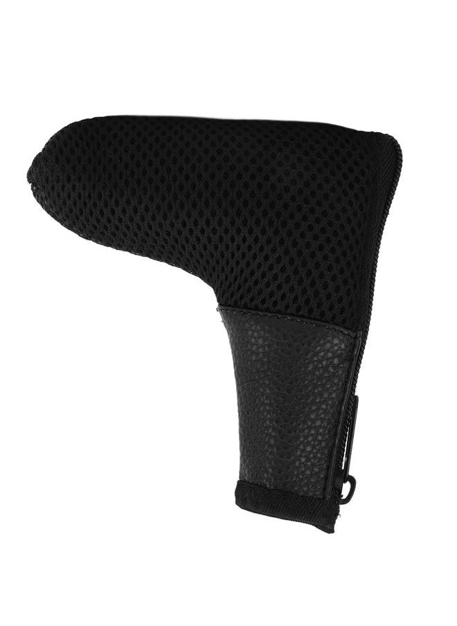 Thoraya - L Shaped Mesh Golf Head Cover Golf Club Putter Headcover Protector Bag with Zipper ClosureBlack - Image 1