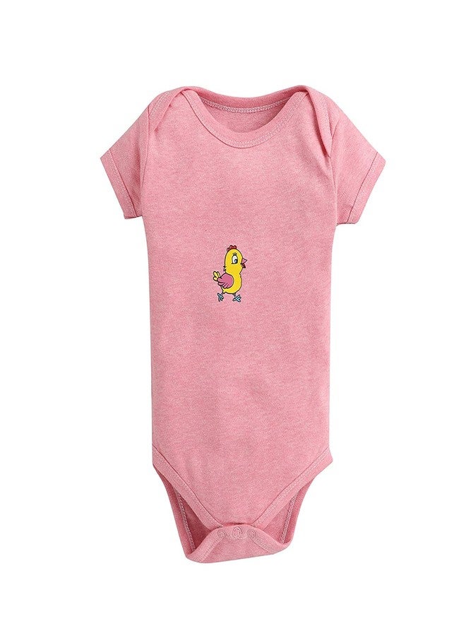 TiniBerry Cotton Baby Bodysuit Short Sleeve Half Romper Pack of 3 Soft & Comfortable for Kids (9-12 Months, Pink) - Image 2