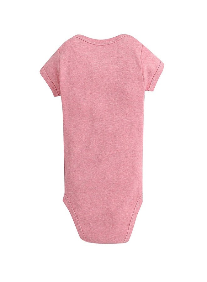 TiniBerry Cotton Baby Bodysuit Short Sleeve Half Romper Pack of 3 Soft & Comfortable for Kids (9-12 Months, Pink) - Image 3