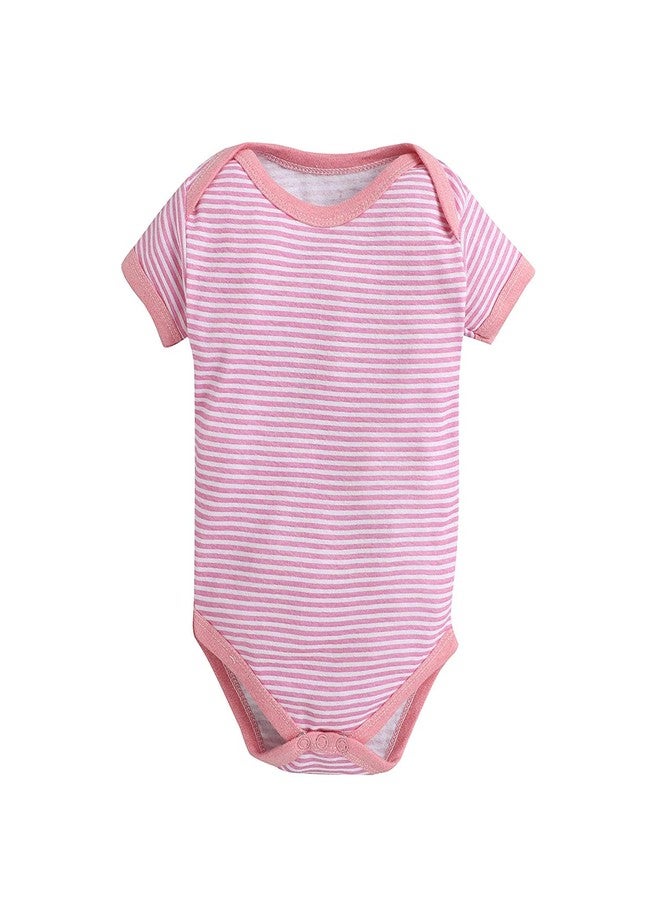 TiniBerry Cotton Baby Bodysuit Short Sleeve Half Romper Pack of 3 Soft & Comfortable for Kids (9-12 Months, Pink) - Image 4