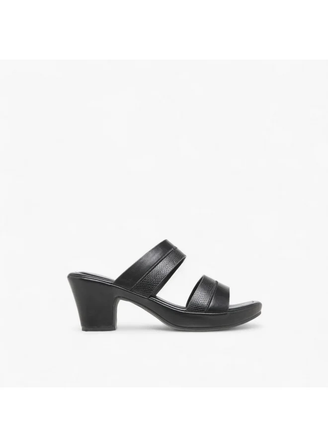 Flora Bella By Shoexpress Women Textured Slip-On Sandals with Block Heels