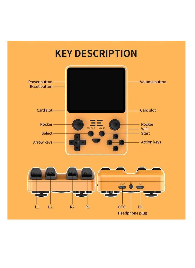 null - RGB20S Handheld Game Console, Retro Open-Source System, RK3326 3.5-Inch 4:3 IPS Screen Children's Gifts (64G, 15000+ Games, Yellow) - Image 1