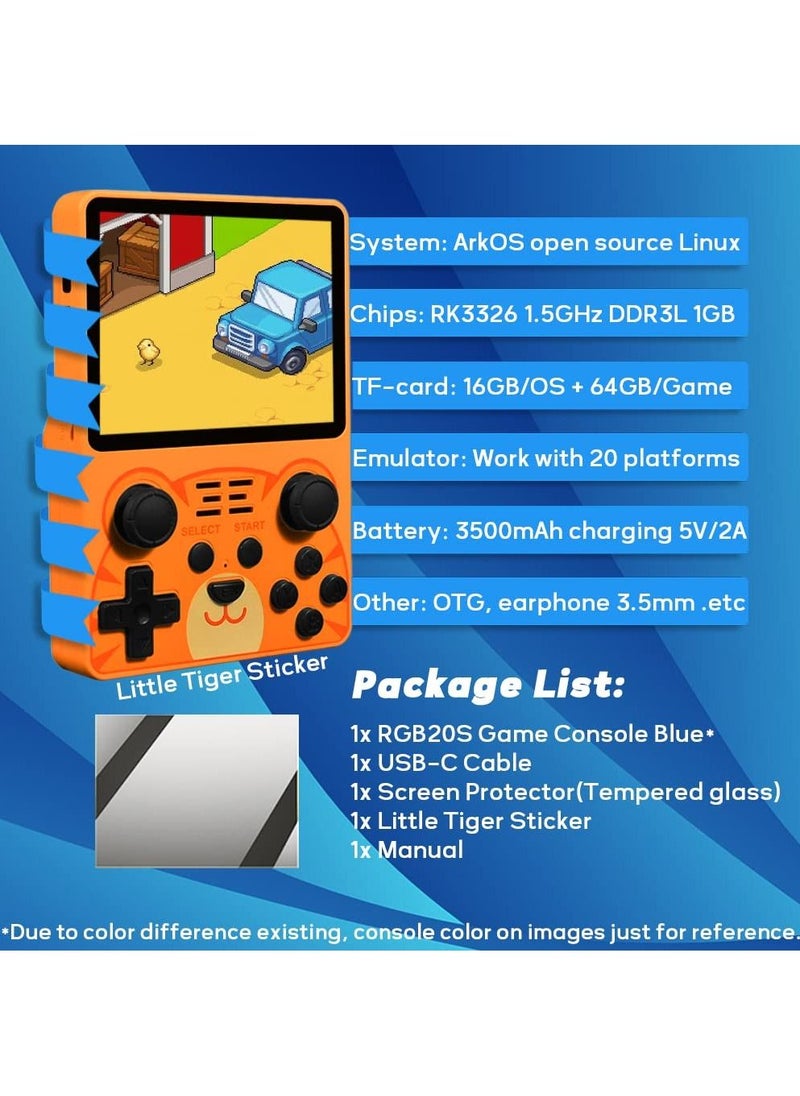 null - RGB20S Handheld Game Console, Retro Open-Source System, RK3326 3.5-Inch 4:3 IPS Screen Children's Gifts (64G, 15000+ Games, Yellow) - Image 1
