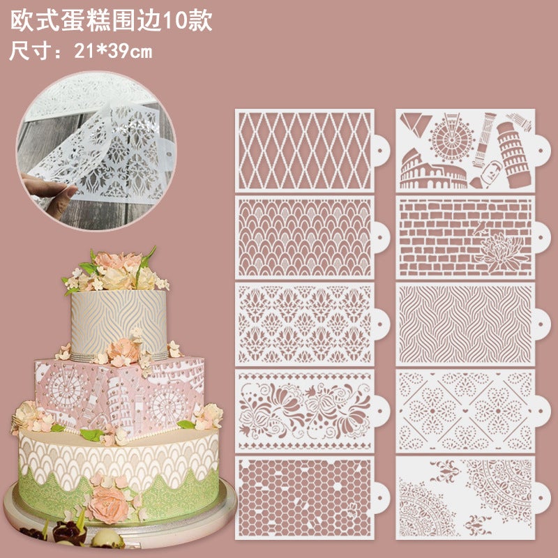 Single Piece 21*39Cm European Pattern Mandala Totem Building Diy Cake Edge Cream Printing Mold - Image 2