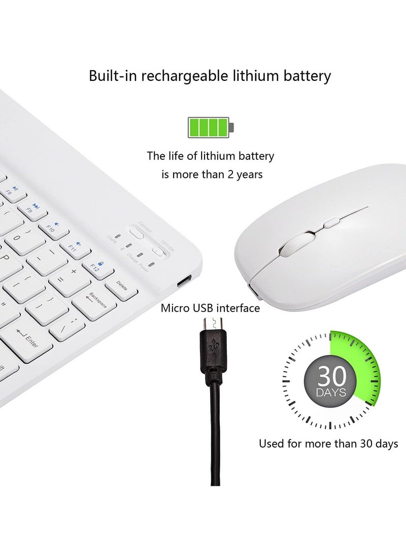 White Bluetooth Keyboard and Mouse Combo,Ultra-Slim Portable Wireless Mouse Keyboard Set,Compact magnetic suction Keyboard,Suitable for IOS Android Windows - Image 2