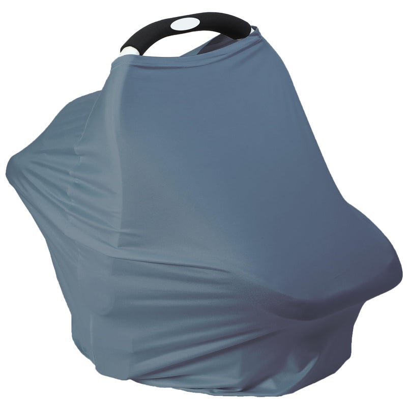 MeetJoy Breathable Car Seat Cover For Babies - Multi-Purpose Soft Rayon Nursing Cover For Breastfeeding  High Stretchy Infant Carseat Canopy  Stroller Cover (Smooth Rayon  Blue) - Image 1