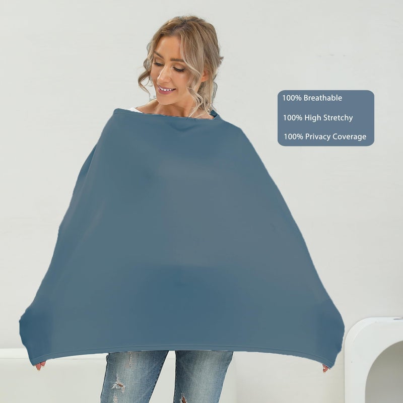 MeetJoy Breathable Car Seat Cover For Babies - Multi-Purpose Soft Rayon Nursing Cover For Breastfeeding  High Stretchy Infant Carseat Canopy  Stroller Cover (Smooth Rayon  Blue) - Image 3