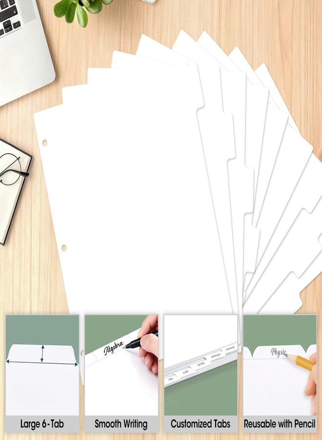 YesBes 204 Pcs Binder Dividers with Tabs, 1/6 Cut Tabs, Dividers for 3 Ring Binder, Blank Write On Binder Dividers in 6 Tab Sets, Letter Size, 204 Dividers, 34 Sets, White - Image 4