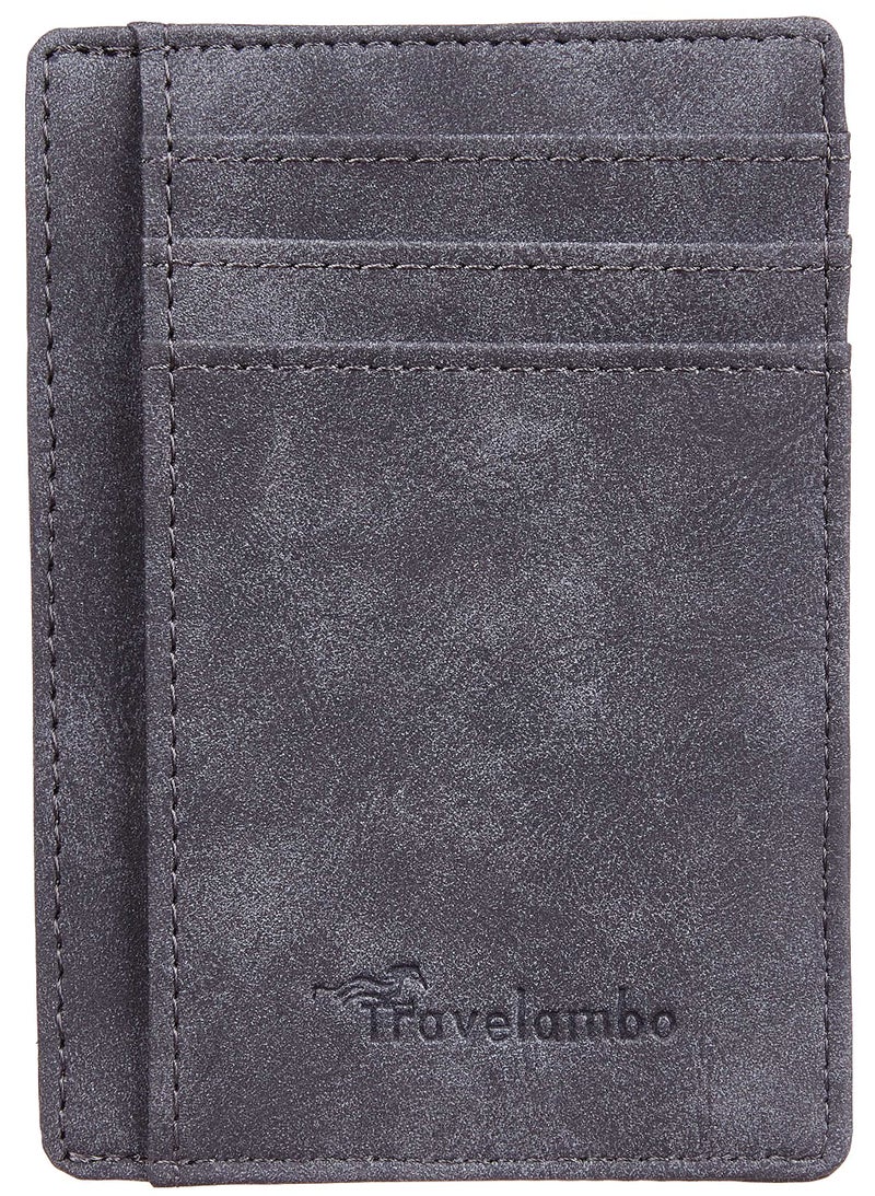 Travelambo Slim Wallet Front Pocket Minimalist Leather RFID Blocking Medium Size - Image 4