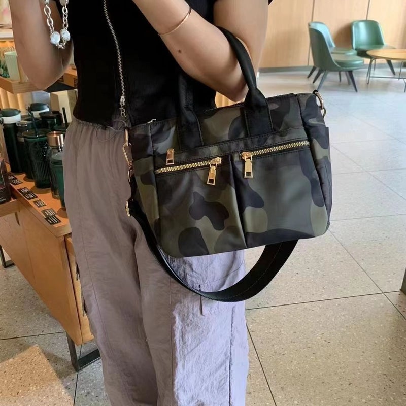 New Nylon Fabric Texted Handbag Hong Kong-Style Multi-Compartment Positive And Reverse Dual-Purpose Casual Simple Commuter Shoulder Crossbody Bag - Image 3