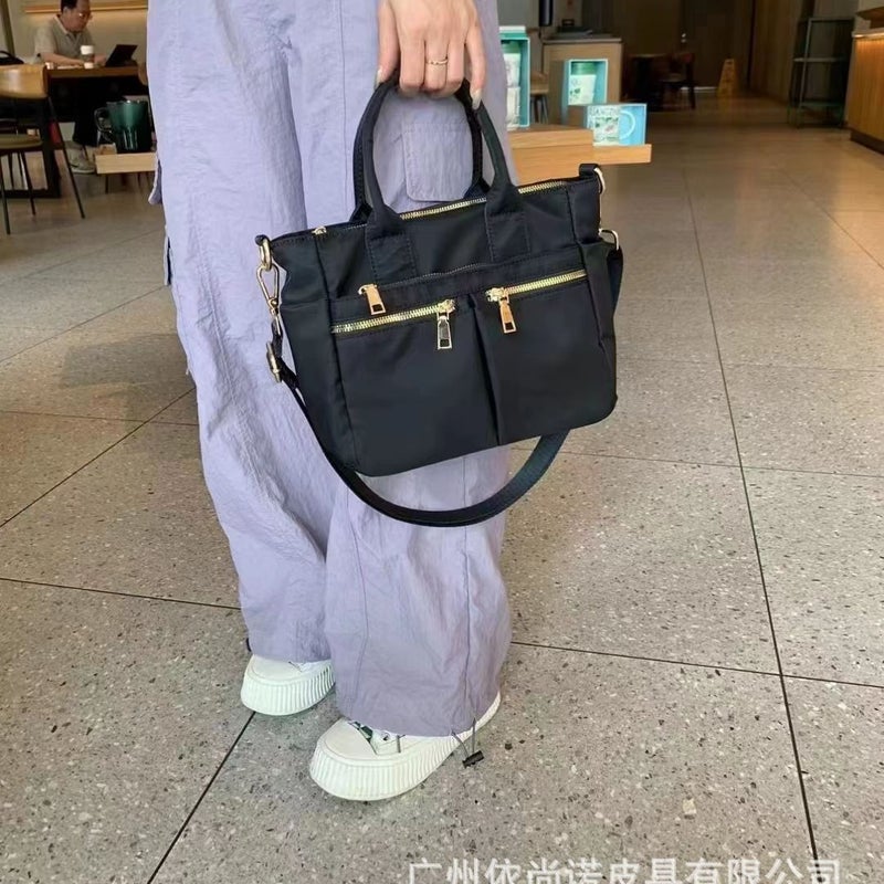 New Nylon Fabric Texted Handbag Hong Kong-Style Multi-Compartment Positive And Reverse Dual-Purpose Casual Simple Commuter Shoulder Crossbody Bag - Image 5