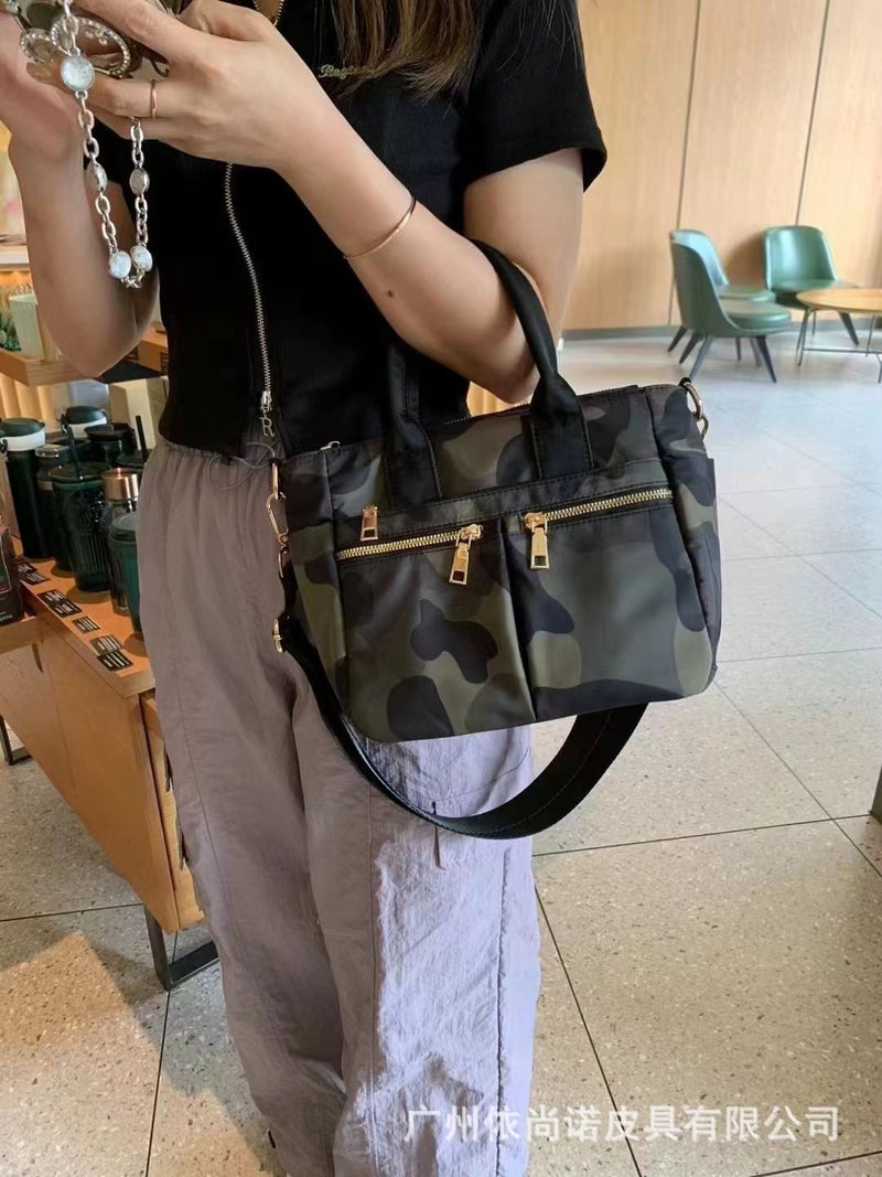 New Nylon Fabric Texted Handbag Hong Kong-Style Multi-Compartment Positive And Reverse Dual-Purpose Casual Simple Commuter Shoulder Crossbody Bag - Image 1