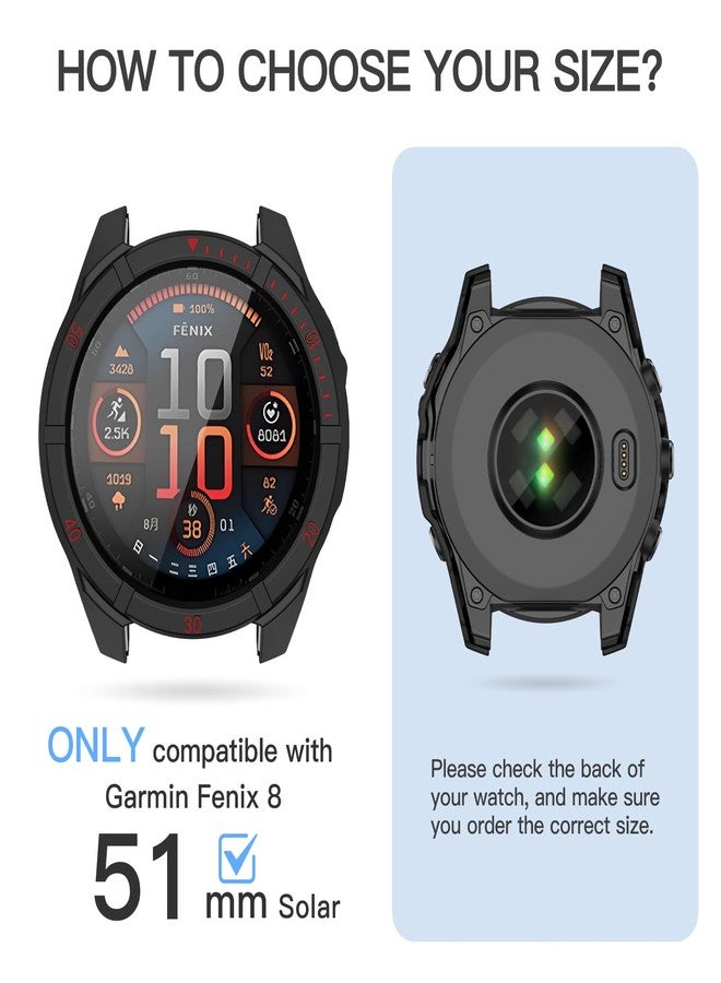 OVERSTEP Case Cover for Garmin Fenix 8 51mm Solar – Waterproof, Anti-Scratch TPU Bumper with Built-in HD Tempered Glass Screen Protector, Smart Watch Accessories - Image 2
