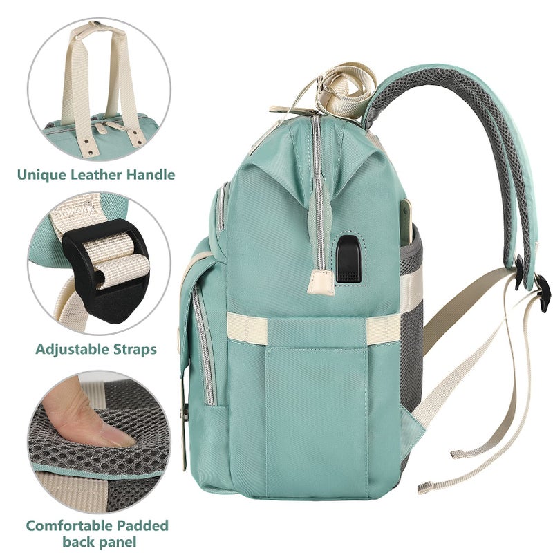 FALANKO Laptop Backpack for Women,Doctor Teacher Nurse Work Bookbag for 15.6 Inch Laptop,Large Travel Wide Open College Shoulder Purse Bag With RFID Anti Theft USB Charging Port-Green - Image 4
