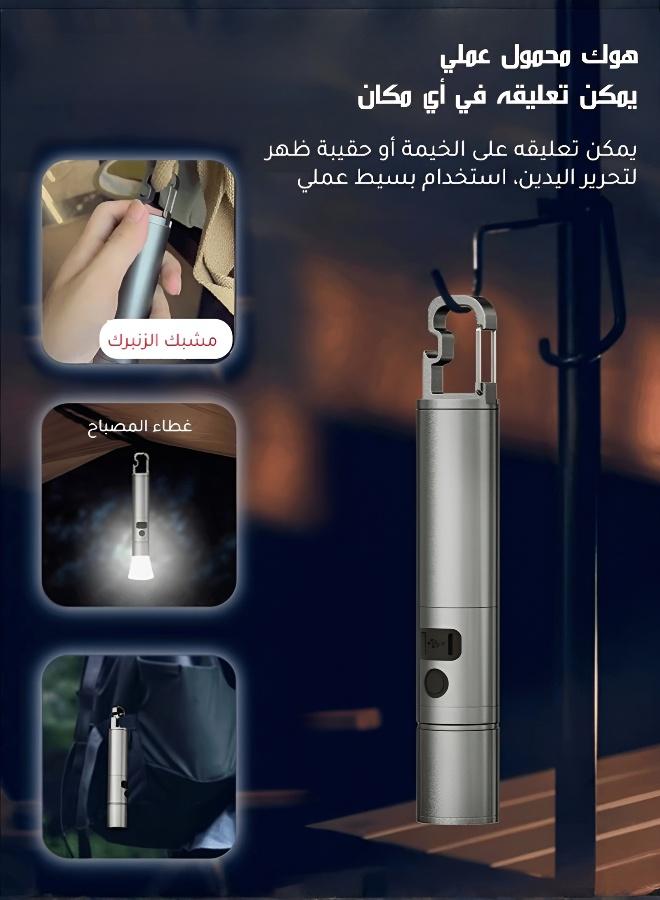 كشاف يدوي محمول بضوء أبيض ساطع وتكبير تلسكوبي وخطاف تعليق - Image 3