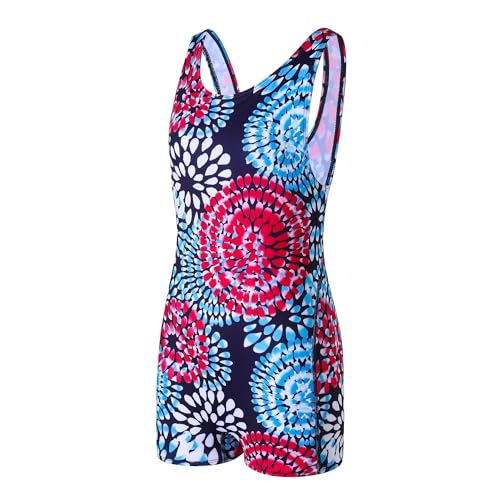 J·E Sterguard J.E Sterguard Athletic Girls' One Piece Swimsuit, Infinity Splice Thick Strap Girls Bathing Suits, Pro for Practice and Competition Fireworks Blue Girl Swimsuits Size 6 1880-11 - Image 2
