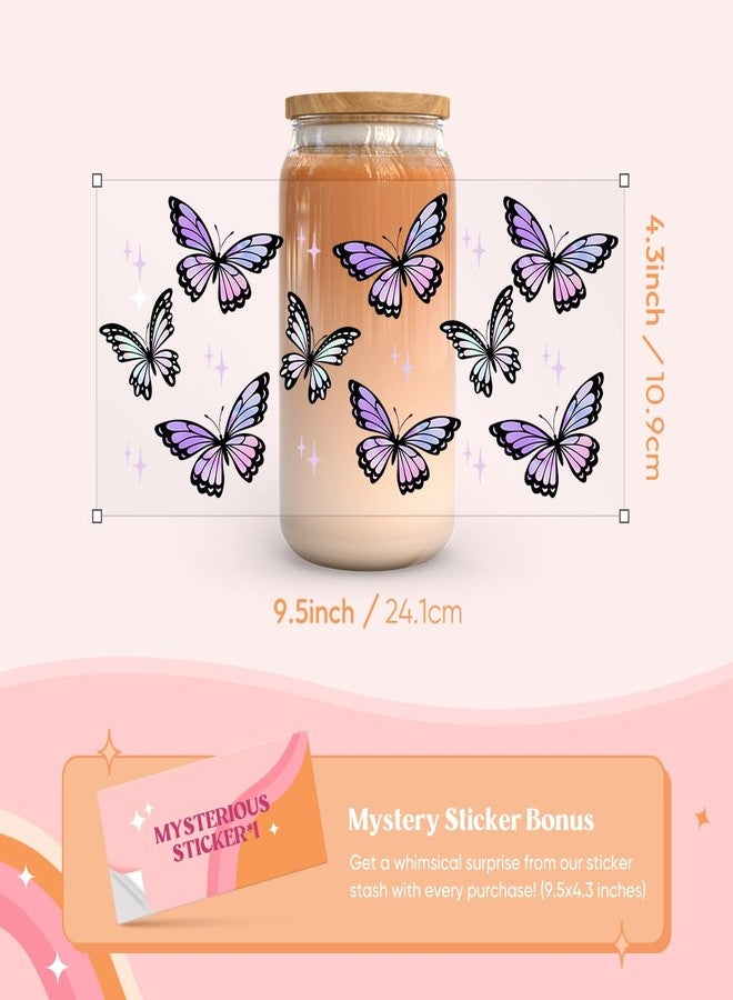 Kaciola UV DTF Cup Wraps for 16 oz-9 Sheets Butterfly Theme UV Stickers, 1 Sheet Mysterious Pattern UV DTF Transfer and Cleaning Kit, Rub on Transfers Stickers for 16 oz Libbey Glasses Crafting - Image 5