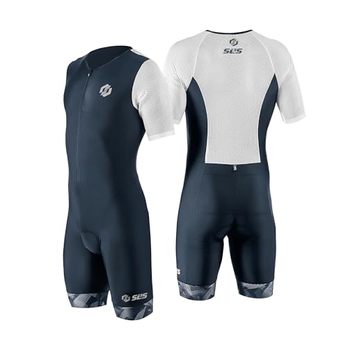 SLS3 Triathlon Suits Mens - Aerodynamic Sleeved Tri Suit Men – Lightweight Trisuit with Premium FX Fabrics - 2 Pockets (Monochrome, Large) - Image 1