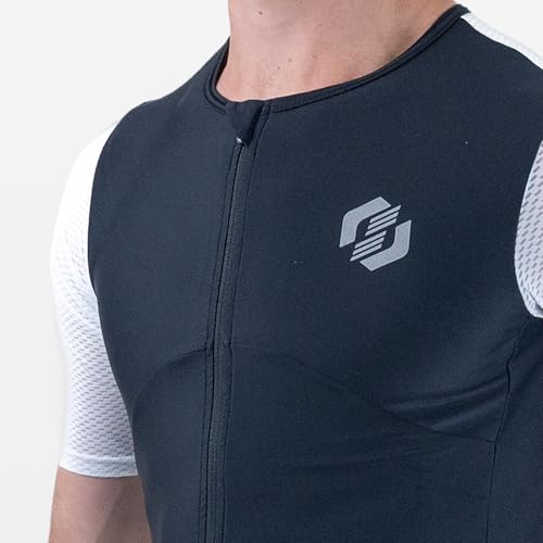 SLS3 Triathlon Suits Mens - Aerodynamic Sleeved Tri Suit Men – Lightweight Trisuit with Premium FX Fabrics - 2 Pockets (Monochrome, Large) - Image 5