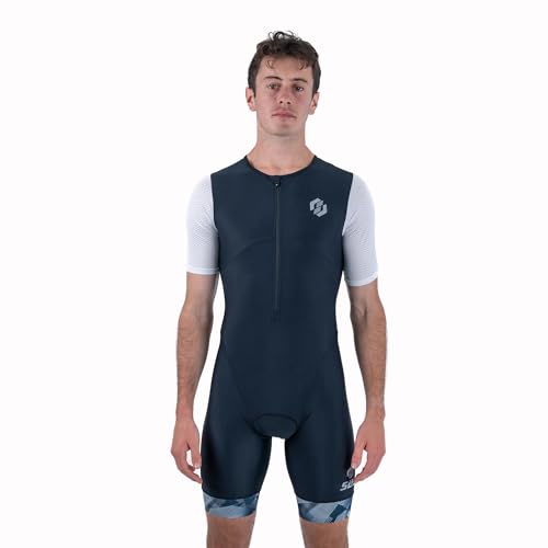 SLS3 Triathlon Suits Mens - Aerodynamic Sleeved Tri Suit Men – Lightweight Trisuit with Premium FX Fabrics - 2 Pockets (Monochrome, Large) - Image 2