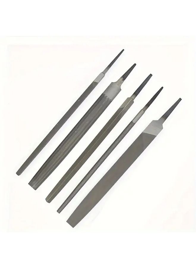 5Pcs 6 Inch Industrial Steel Files Set Flat Round Half Round Triangle Square Metalworking Woodworking - Image 2