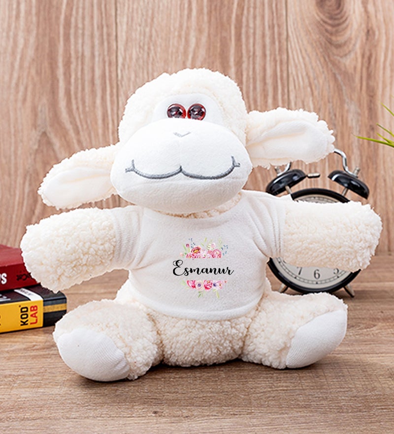Hediye Dükkanı Gift Shop Personalized Plush Sheep with Flower Frame 