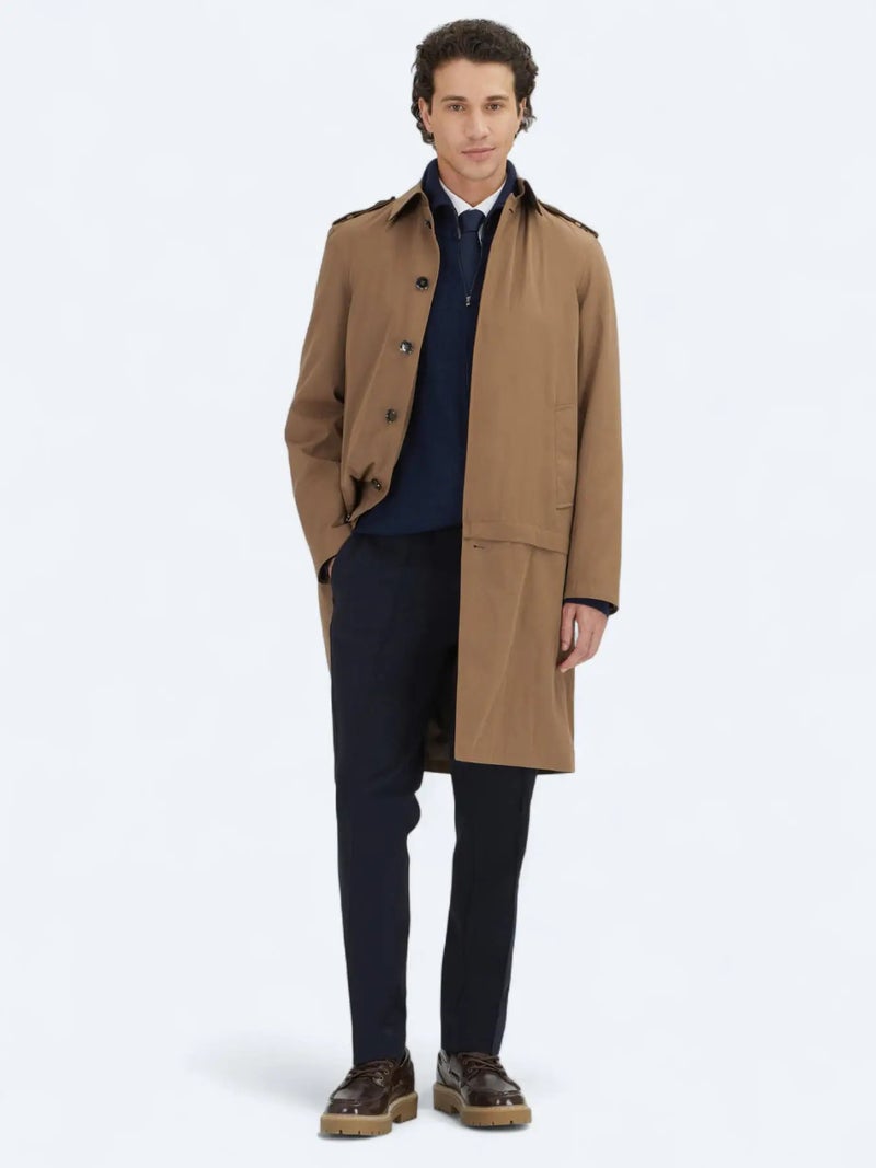 Kip Mink Regular Fit Shirt Collar Casual Weaving Rain Coat - Image 2