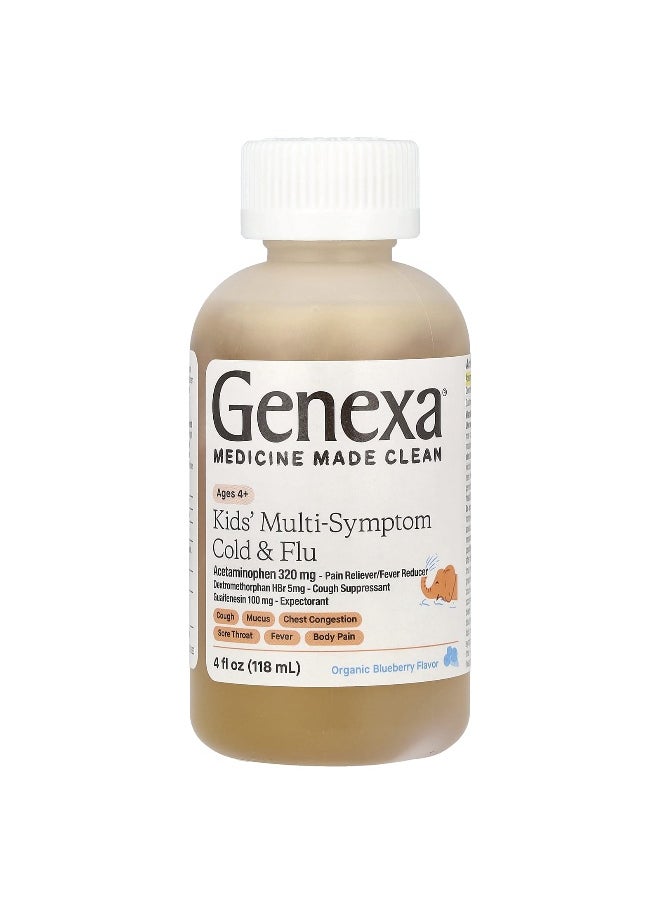 Genexa Genexa, Kids' Multi-Symptom Cold & Flu, Ages 4+, Organic Blueberry, 4 fl oz (118 ml)  - Image 4