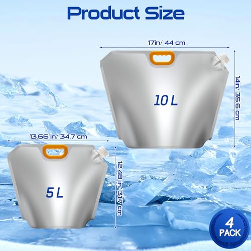 Anglekai 4Pack Ice Bath Bags Reusable 10L Freezer Water Bags for Ice Bath Collapsible Bathtub Freezer Water Cold Plunge Silver 136 x 125 inches 173 x 14 inches - Image 3