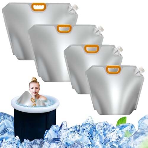 Anglekai 4Pack Ice Bath Bags Reusable 10L Freezer Water Bags for Ice Bath Collapsible Bathtub Freezer Water Cold Plunge Silver 136 x 125 inches 173 x 14 inches - Image 1