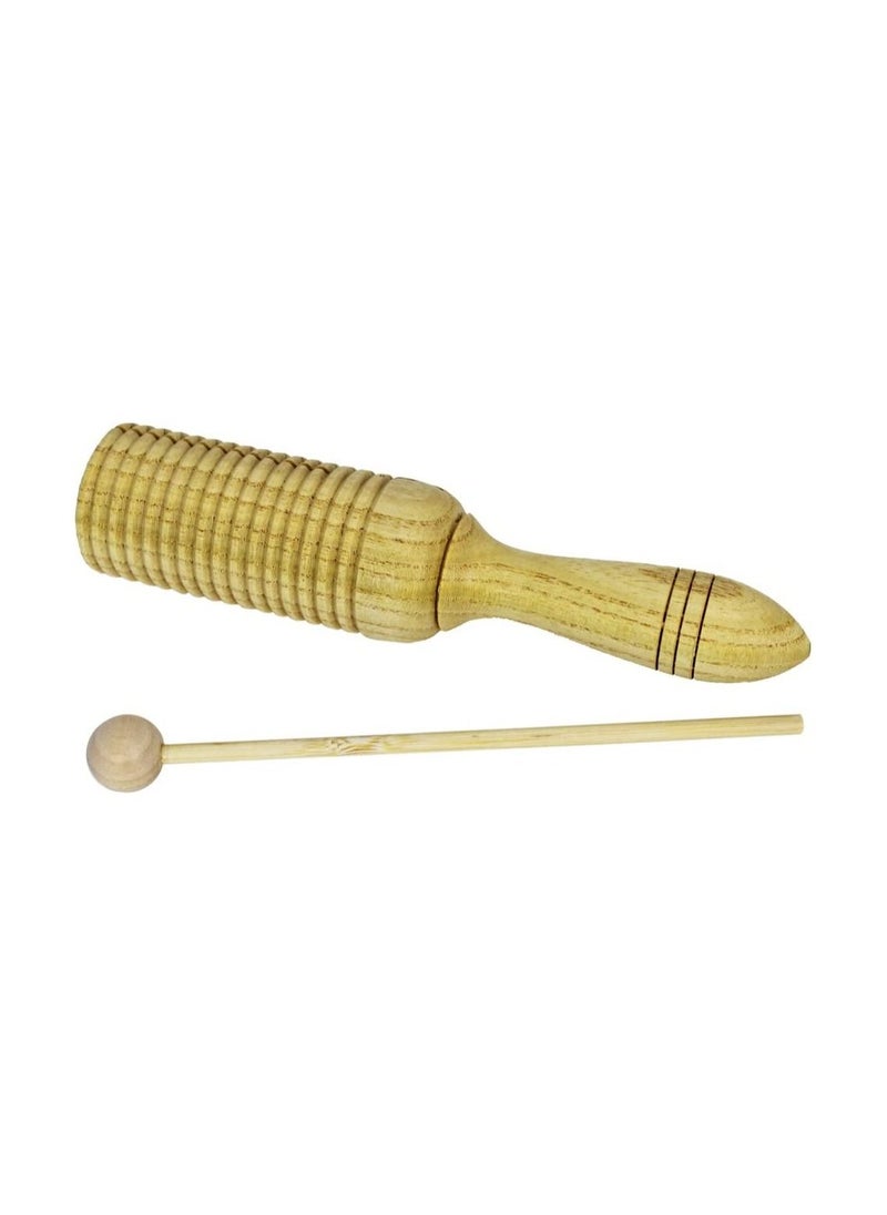 Megarya A-Star AP4111 Single Guiro Tone Wood Block Agogo with Beater, Brown  - Image 1