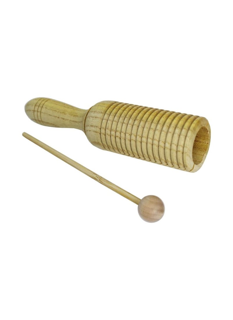 Megarya A-Star AP4111 Single Guiro Tone Wood Block Agogo with Beater, Brown  - Image 2