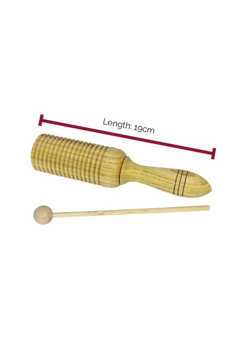 Megarya A-Star AP4111 Single Guiro Tone Wood Block Agogo with Beater, Brown  - Image 4