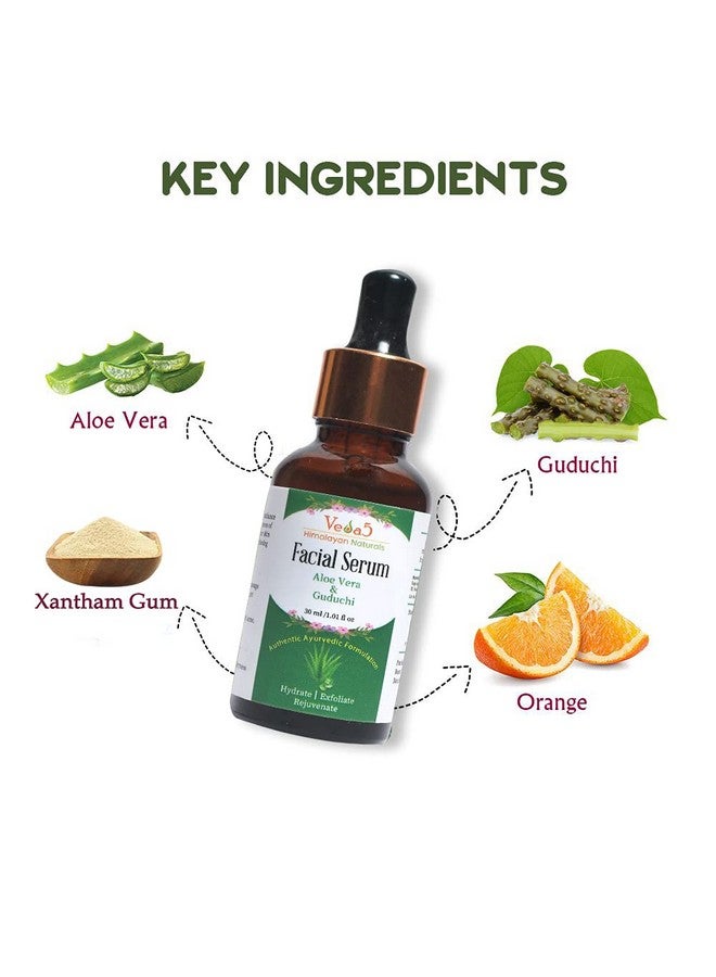 VEDA5 Aloe Vera And Guduchi Facial Serum | Moisturising, Hydrating & Retexturising Facial Serum - For Acne Treatment, 30Ml - Himalayan Naturals - Image 2