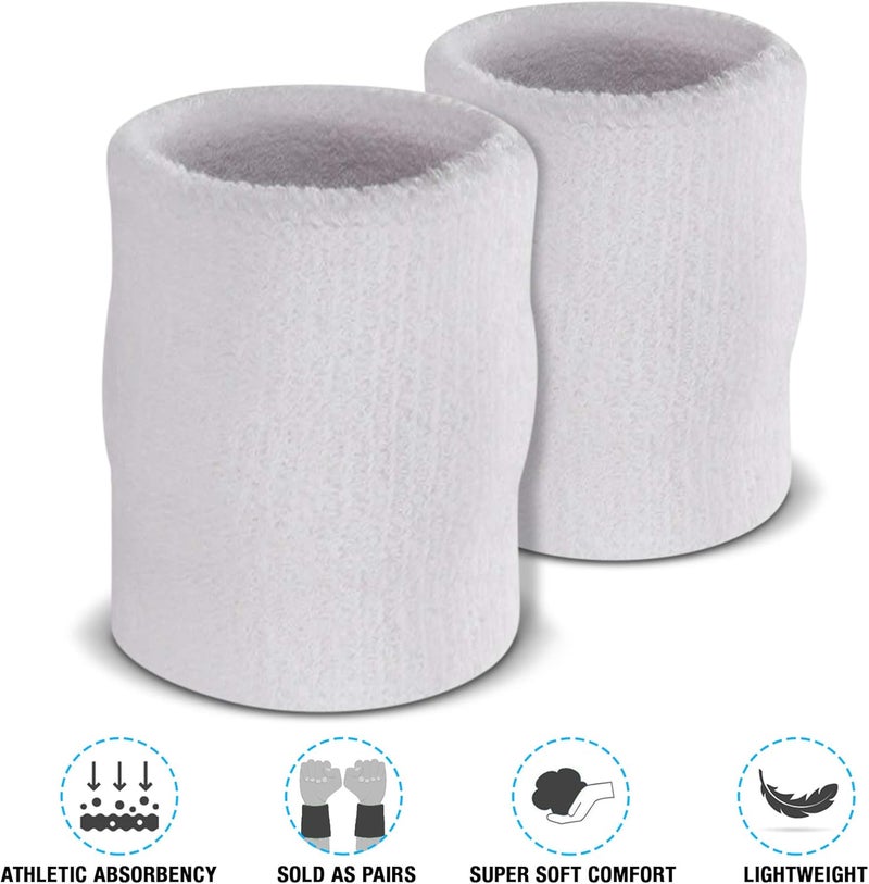 Suddora Arm Sweatbands, Absorbent and Breathable Thick Cotton Bands for Working Out, Gymnastics, Basketball, Tennis, and Football, Multiuse 4-inch Wristbands for Costumes and Cosplay - Image 3