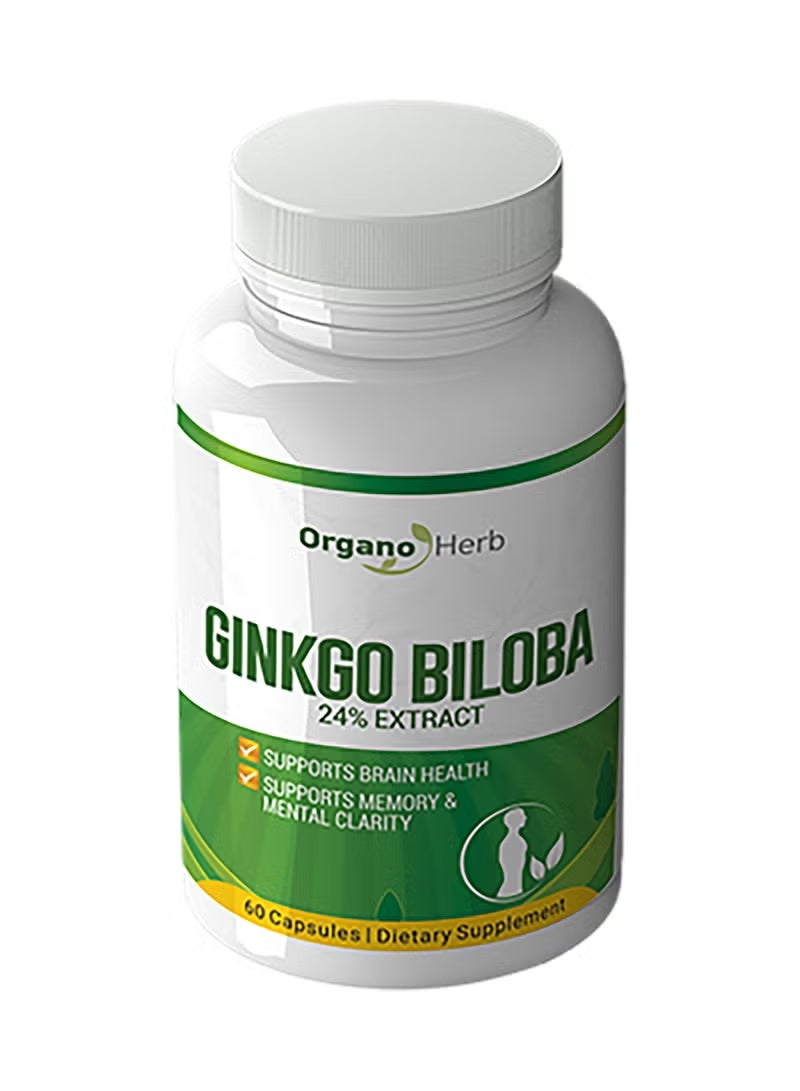 Organo Herb Ginkgo Biloba 120mg – Supports Brain Health, Memory & Mental Clarity – 60 Capsules Dietary Supplement - Image 1